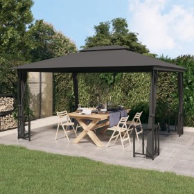 Pavillon mit Seitenwänden und Doppeldach Anthrazit 3x4 m von vidaXL, Zelte und Pavillons - Ref: Foro24-318544, Preis: 382,84 ...