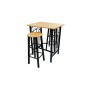 Set mesa de desayuno/comedor madera marrón con acero negro de vidaXL, muebles para cocinas y comedores - Ref: Foro24-240095, ...