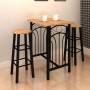 Set mesa de desayuno/comedor madera marrón con acero negro de vidaXL, muebles para cocinas y comedores - Ref: Foro24-240095, ...