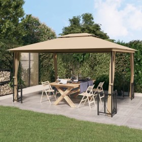 Gazebo with side walls and double roofs taupe gray 3x4 m by vidaXL, Tents and gazebos - Ref: Foro24-318545, Price: 352,99 €, ...