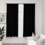 Cortinas opacas con ganchos look de lino 2 pzas negro 140x175cm de vidaXL, Cortinas y visillos - Ref: Foro24-321156, Precio: ...