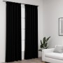 Cortinas opacas con ganchos look de lino 2 pzas negro 140x225cm de vidaXL, Cortinas y visillos - Ref: Foro24-321157, Precio: ...