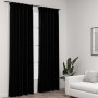 Cortinas opacas con ganchos look de lino 2 pzas negro 140x245cm de vidaXL, Cortinas y visillos - Ref: Foro24-321158, Precio: ...