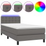 Cama box spring colchón y LED cuero sintético gris 100x200 cm de vidaXL, Camas y somieres - Ref: Foro24-3134211, Precio: 350,...