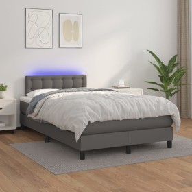 Cama box spring colchón y LED cuero sintético gris 120x200 cm de vidaXL, Camas y somieres - Ref: Foro24-3134217, Precio: 420,...