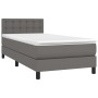 Box spring bed with mattress and LED gray synthetic leather 100x200 cm by vidaXL, Beds and slatted bases - Ref: Foro24-313421...