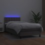 Box spring bed with mattress and LED gray synthetic leather 100x200 cm by vidaXL, Beds and slatted bases - Ref: Foro24-313421...