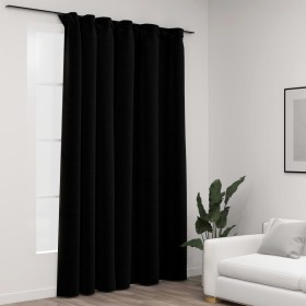 Cortina opaca con ganchos look de lino negro 290x245 cm de vidaXL, Cortinas y visillos - Ref: Foro24-321159, Precio: 33,99 €,...