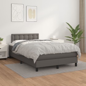 Cama box spring con colchón cuero sintético gris 120x200 cm de vidaXL, Camas y somieres - Ref: Foro24-3141117, Precio: 412,19...