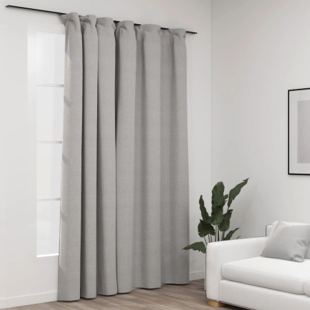 Cortina opaca con ganchos look de lino gris 290x245 cm de vidaXL, Cortinas y visillos - Ref: Foro24-321175, Precio: 40,92 €, ...