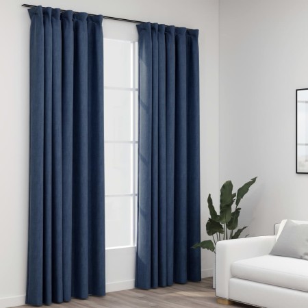 Verdunkelungsvorhänge mit Haken Leinenoptik 2 Stück blau 140x225 cm von vidaXL, Vorhänge und Gardinen - Ref: Foro24-321181, P...