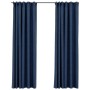 Cortinas opacas con ganchos look de lino 2 pzas azul 140x225 cm de vidaXL, Cortinas y visillos - Ref: Foro24-321181, Precio: ...