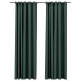 Cortinas opacas con ganchos look de lino 2 pzas verde 140x225cm de vidaXL, Cortinas y visillos - Ref: Foro24-321189, Precio: ...