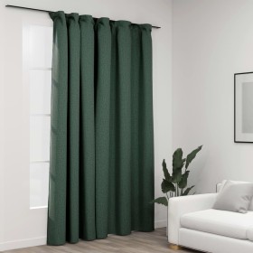 Cortina opaca con ganchos look de lino verde 290x245 cm de vidaXL, Cortinas y visillos - Ref: Foro24-321191, Precio: 39,97 €,...