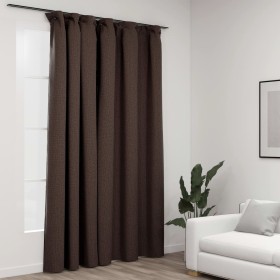 Cortina opaca con ganchos look de lino gris taupe 290x245 cm de vidaXL, Cortinas y visillos - Ref: Foro24-321207, Precio: 40,...