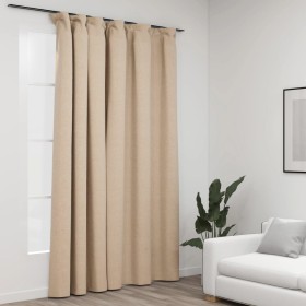 Blackout curtain with linen-look beige hooks 290x245 cm by vidaXL, Curtains and curtains - Ref: Foro24-321215, Price: 38,56 €...