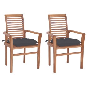 Dining chairs 2 pcs teak wood with anthracite gray cushions by vidaXL, Garden chairs - Ref: Foro24-3062610, Price: 183,99 €, ...