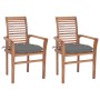 Dining chairs 2 pcs solid teak wood with gray cushions by vidaXL, Garden chairs - Ref: Foro24-3062611, Price: 209,52 €, Disco...