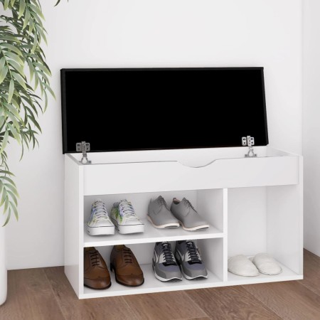 Shoe bench with white engineered wood cushion 80x30x47 cm by vidaXL, Shoe racks and shoe organizers - Ref: Foro24-326759, Pri...