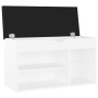 Shoe bench with white engineered wood cushion 80x30x47 cm by vidaXL, Shoe racks and shoe organizers - Ref: Foro24-326759, Pri...