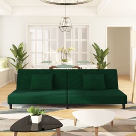 2-seater sofa bed with two dark green velvet pillows by vidaXL, Sofas - Ref: Foro24-337619, Price: 219,99 €, Discount: %