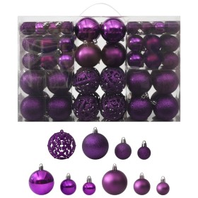 Juego de bolas de Navidad 100 piezas morado de vidaXL, Adornos festivos - Ref: Foro24-330086, Precio: 40,99 €, Descuento: %