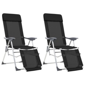 Folding camping chairs footrest 2 pcs textilene black by vidaXL, Garden chairs - Ref: Foro24-360146, Price: 125,99 €, Discoun...