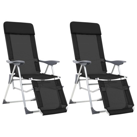 Folding camping chairs footrest 2 pcs textilene black by vidaXL, Garden chairs - Ref: Foro24-360146, Price: 137,67 €, Discoun...