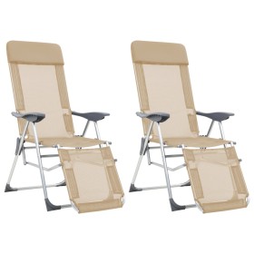 Sillas de camping plegables reposapiés 2 uds textilene crema de vidaXL, Sillas de jardín - Ref: Foro24-360147, Precio: 145,18...