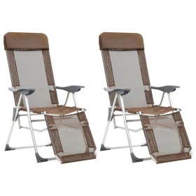 Folding camping chairs with footrest 2 pcs brown textilene by vidaXL, Garden chairs - Ref: Foro24-360148, Price: 116,05 €, Di...