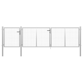 Silver steel garden gate 400x75 cm by vidaXL, garden gates - Ref: Foro24-144346, Price: 319,99 €, Discount: %