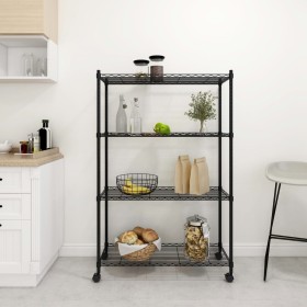 Storage shelf 4 levels wheels 90x35x142cm black 200kg by vidaXL, Industrial shelving - Ref: Foro24-324628, Price: 83,11 €, Di...