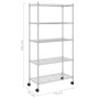 Lagerregal 5 Ebenen, Rollen 75x35x155 cm, Chrom, 250 kg von vidaXL, Industrieregale - Ref: Foro24-324629, Preis: 97,01 €, Rab...