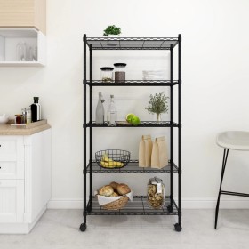 Storage shelf 5 levels and wheels 75x35x155 cm black 250 kg by vidaXL, Industrial shelving - Ref: Foro24-324630, Price: 84,99...