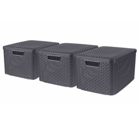 Curver Storage boxes with lid Style 3 units L anthracite gray by Curver, Storage baskets - Ref: Foro24-427235, Price: 73,99 €...