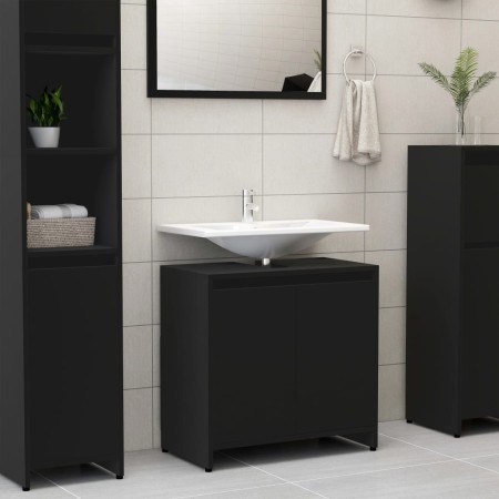 Armario de baño madera contrachapada negro 60x33x61 cm de vidaXL, Muebles de baño - Ref: Foro24-802643, Precio: 55,25 €, Desc...