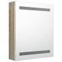 Armario de baño con espejo LED blanco y roble 50x14x60 cm de vidaXL, Tocadores de baño - Ref: Foro24-326485, Precio: 124,62 €...