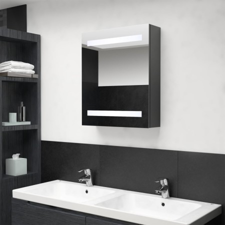 Armario de baño con espejo y LED gris 50x14x60 cm de vidaXL, Tocadores de baño - Ref: Foro24-326482, Precio: 108,10 €, Descue...