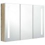 Armario de baño con espejo LED blanco y roble 89x14x62 cm de vidaXL, Tocadores de baño - Ref: Foro24-326530, Precio: 152,18 €...