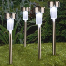 HI Solar LED garden lamps 4 units stainless steel 36 cm by HI, Outdoor lighting - Ref: Foro24-435243, Price: 16,99 €, Discoun...