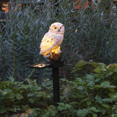 HI White owl-shaped garden solar lamp by HI, Outdoor lighting - Ref: Foro24-435246, Price: 17,99 €, Discount: %