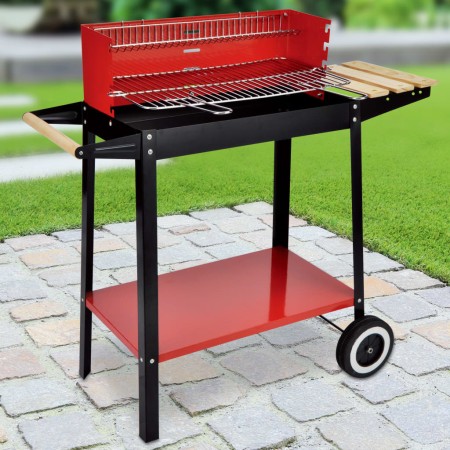 HI Charcoal barbecue with wheels red 88x44x83 cm by HI, Barbecues - Ref: Foro24-435262, Price: 61,36 €, Discount: %