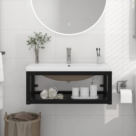 Estructura de baño con lavabo incorporado hierro negro de vidaXL, Tocadores de baño - Ref: Foro24-3101384, Precio: 218,32 €, ...