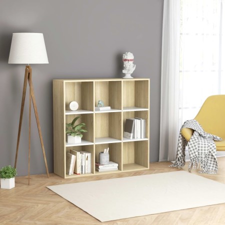 Regal aus Holzwerkstoff in weißer Sonoma-Eiche, 98 x 29 x 97,5 cm von vidaXL, Bücherregale und Regale - Ref: Foro24-801130, P...