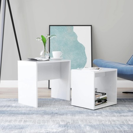 Set of glossy white plywood coffee tables 48x30x45cm by vidaXL, Coffee table - Ref: Foro24-802891, Price: 48,62 €, Discount: %