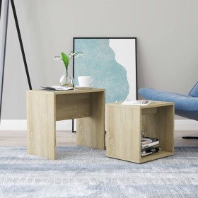 Set of oak-colored plywood coffee tables 48x30x45cm by vidaXL, Coffee table - Ref: Foro24-802888, Price: 34,99 €, Discount: %