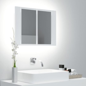 Armario espejo de baño con luz LED acrílico blanco 60x12x45 cm de vidaXL, Tocadores de baño - Ref: Foro24-804956, Precio: 47,...