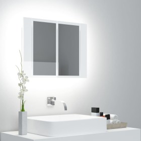 Glossy white acrylic LED bathroom mirror cabinet 60x12x45 cm by vidaXL, bathroom vanities - Ref: Foro24-804961, Price: 52,37 ...