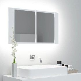 Armario espejo de baño con luz LED acrílico blanco 80x12x45 cm de vidaXL, Tocadores de baño - Ref: Foro24-804964, Precio: 55,...