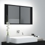 Armario espejo de baño con luz LED acrílico negro 80x12x45 cm de vidaXL, Tocadores de baño - Ref: Foro24-804965, Precio: 70,6...